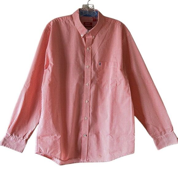 Izod Mens Orange And White Shirt - Picture 4 of 6